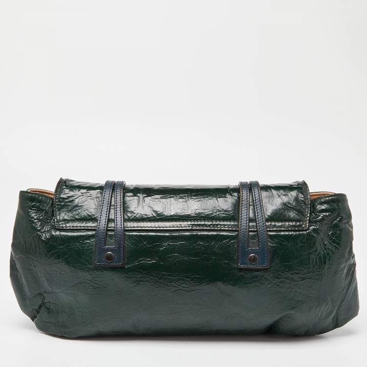Pre Owned Chloe Green Patent and Leather Flap Crossbody Bag