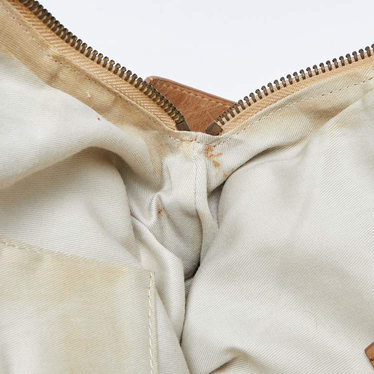 Pre Owned Chloe Beige Leather Front Zip Pocket Shoulder Bag