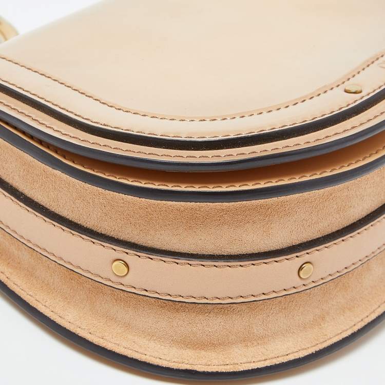 Pre Owned Chloe Beige Patent Leather Small Nile Bracelet Crossbody Bag