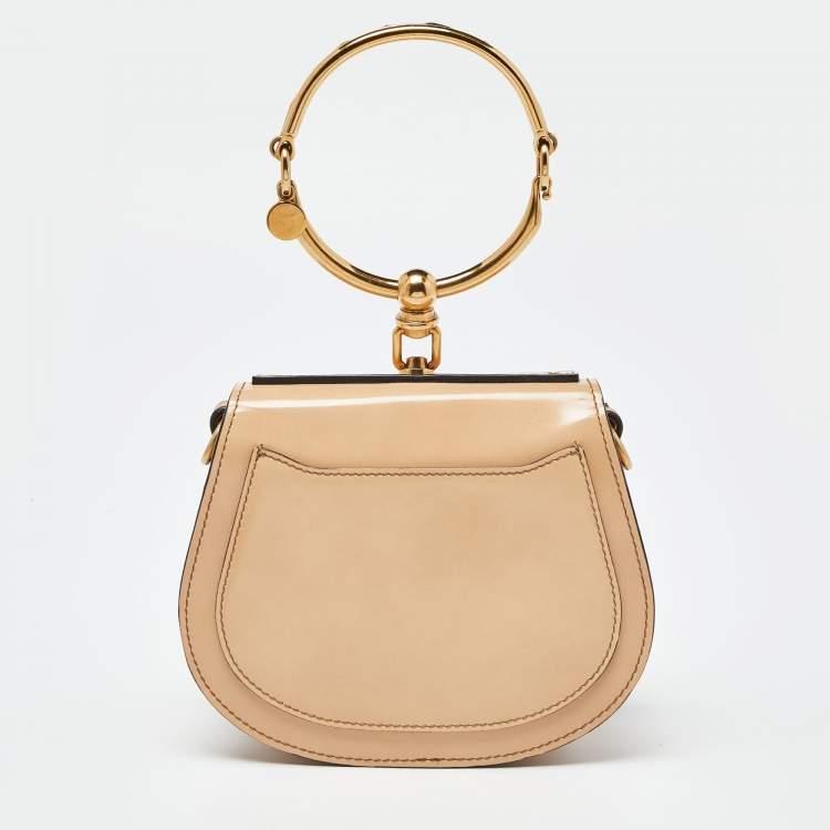 Pre Owned Chloe Beige Patent Leather Small Nile Bracelet Crossbody Bag
