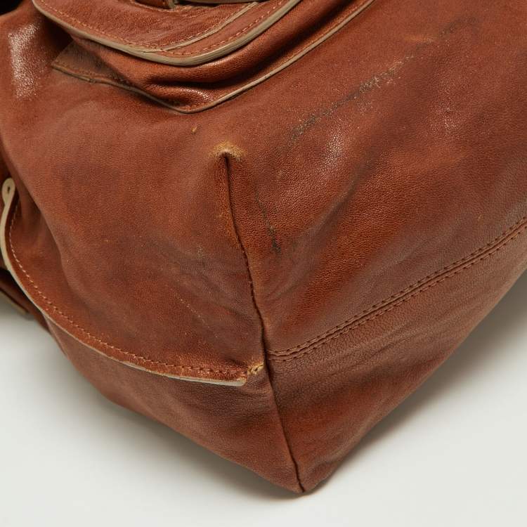 Pre Owned Chloe Brown Leather Front Pocket Hobo