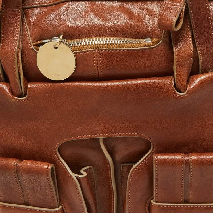 Pre Owned Chloe Brown Leather Front Pocket Hobo