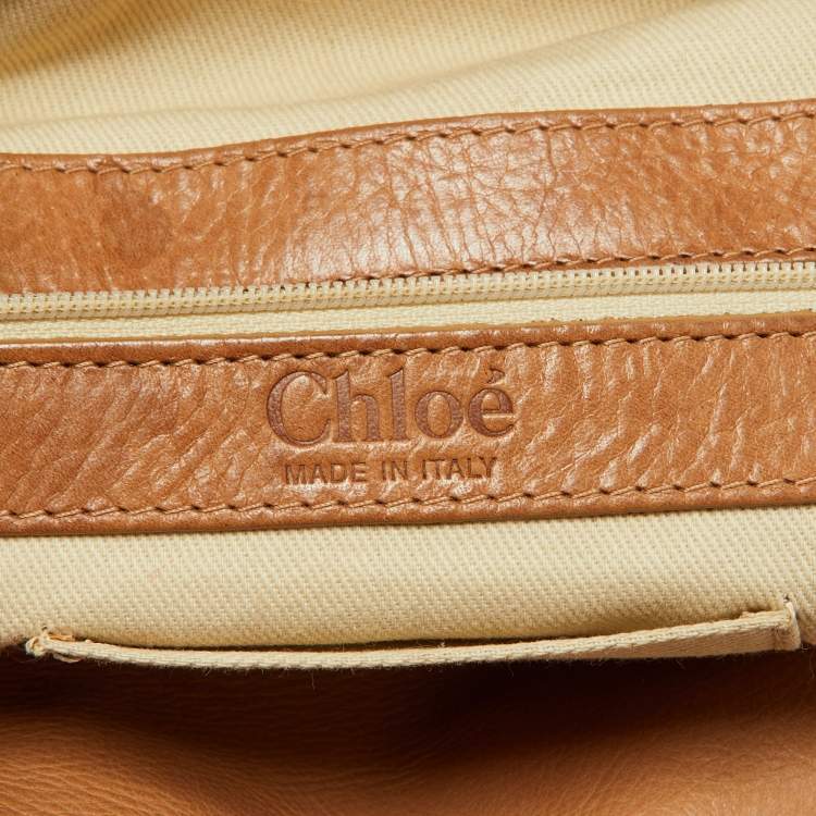 Pre Owned Chloe Beige/Brown Glittery Python and Leather Silverado Satchel
