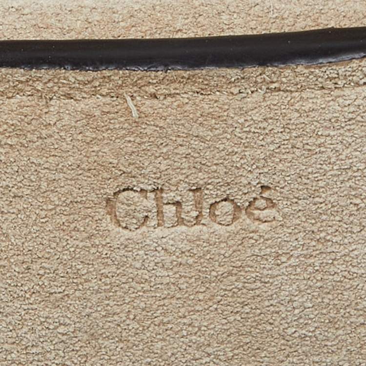 Pre Owned Chloe Gold/Beige Leather and Suede Mini Pixie Round Shoulder Bag