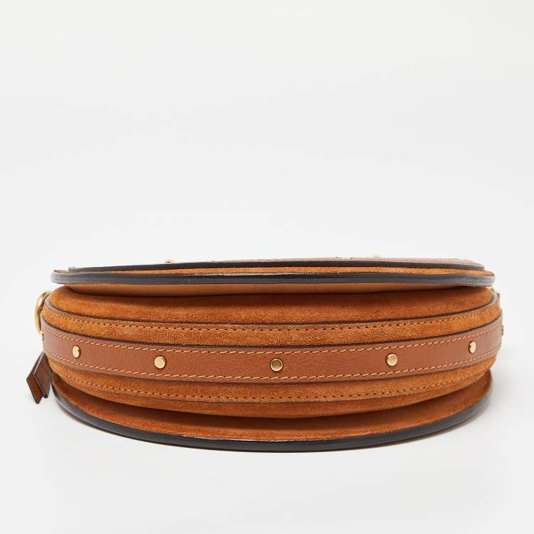 Pre Owned Chloe Brown Leather and Suede Small Pixie Round Bag
