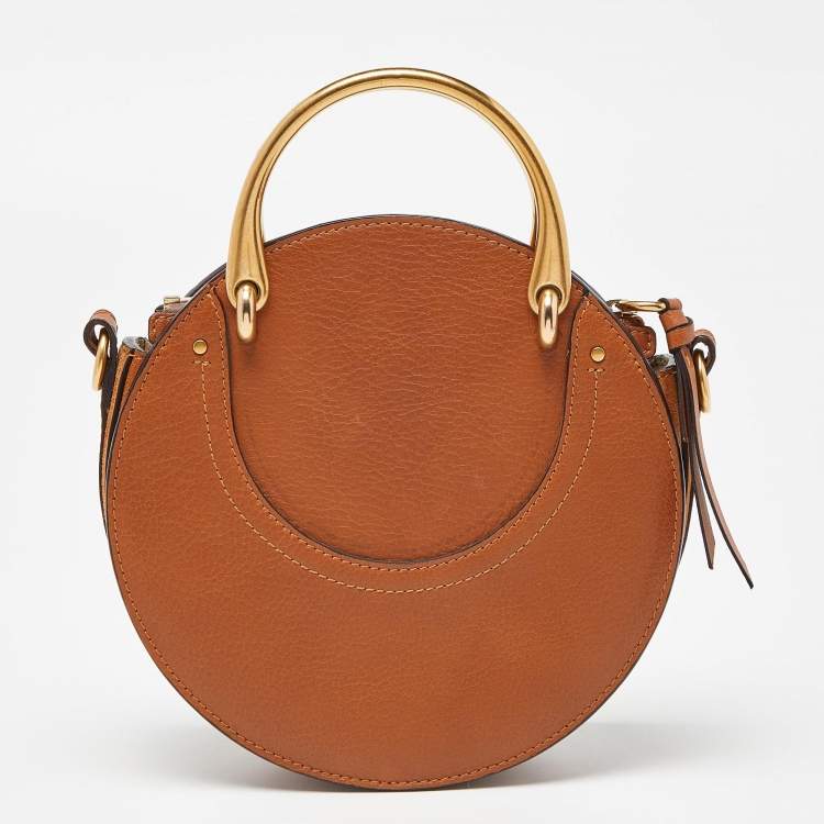 Pre Owned Chloe Brown Leather and Suede Small Pixie Round Bag