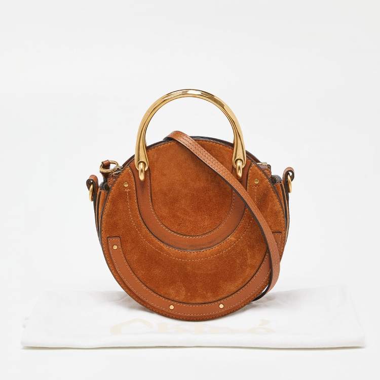 Pre Owned Chloe Brown Leather and Suede Small Pixie Round Bag