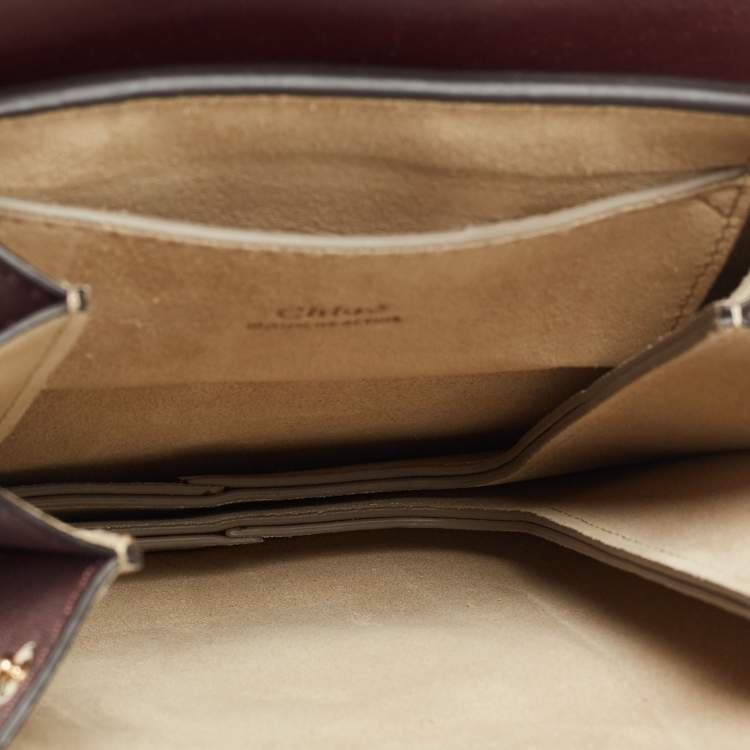 Pre Owned Chloé  Burgundy Leather and Suede Mini Faye Crossbody Bag