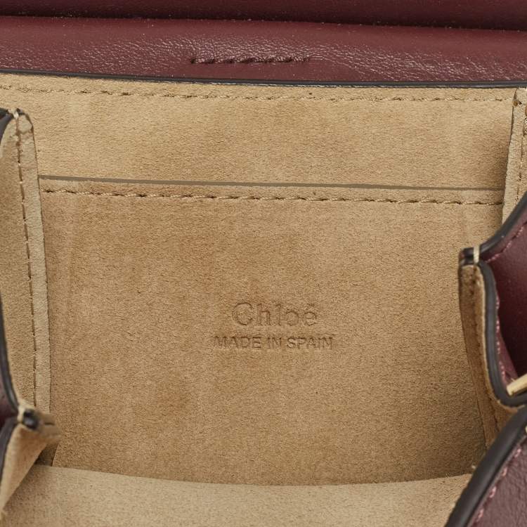 Pre Owned Chloé  Burgundy Leather and Suede Mini Faye Crossbody Bag