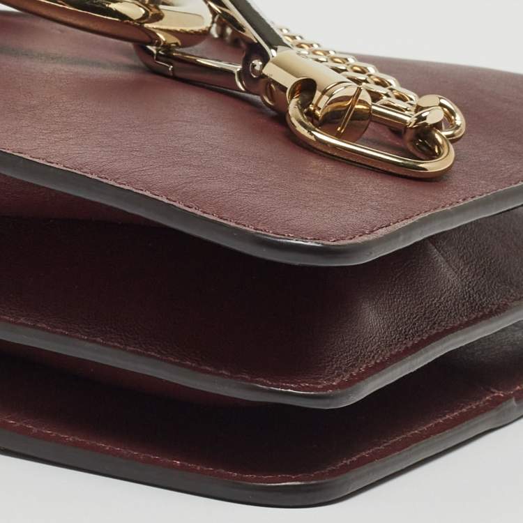 Pre Owned Chloé  Burgundy Leather and Suede Mini Faye Crossbody Bag