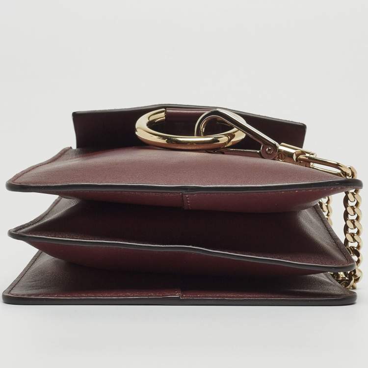 Pre Owned Chloé  Burgundy Leather and Suede Mini Faye Crossbody Bag