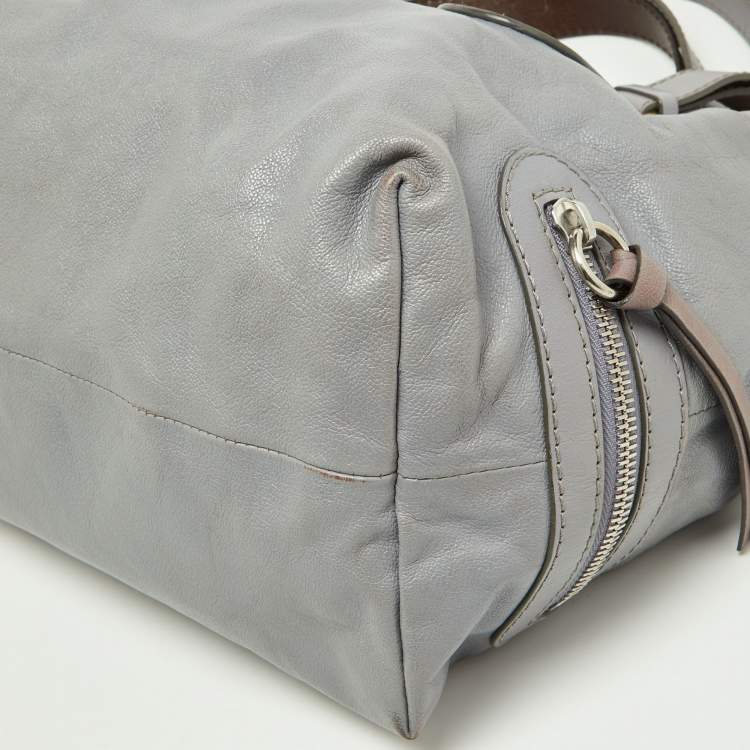 Pre Owned Chloe Lavender/Brown Leather Double Zip Tote