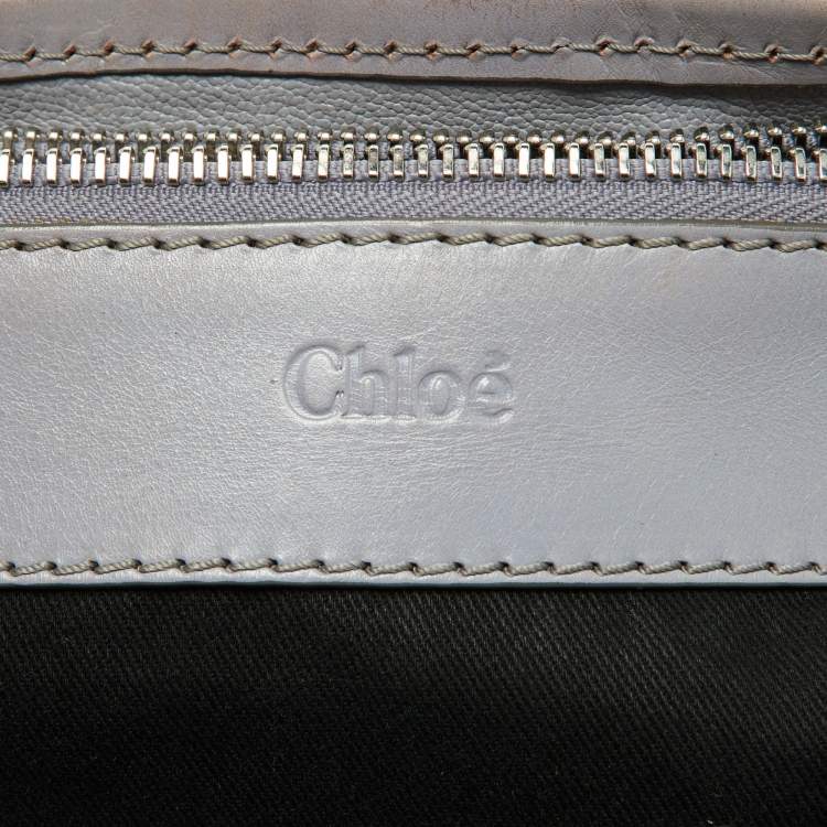 Pre Owned Chloe Lavender/Brown Leather Double Zip Tote