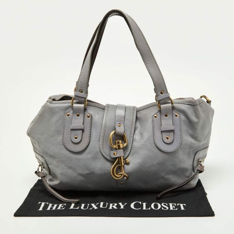 Pre Owned Chloe Lavender/Brown Leather Double Zip Tote