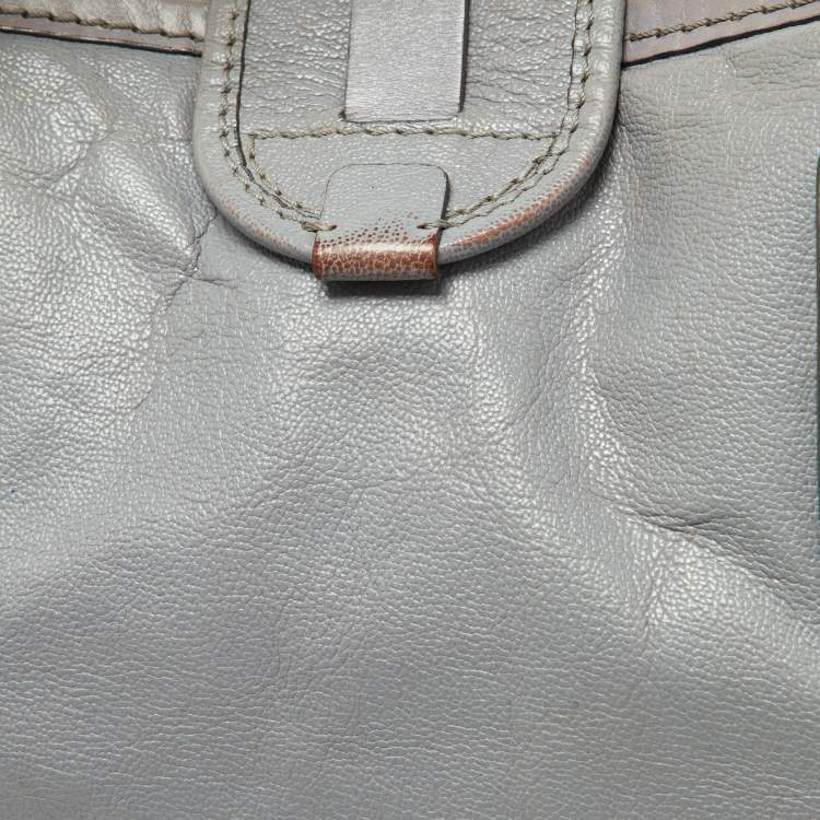 Pre Owned Chloe Lavender/Brown Leather Double Zip Tote