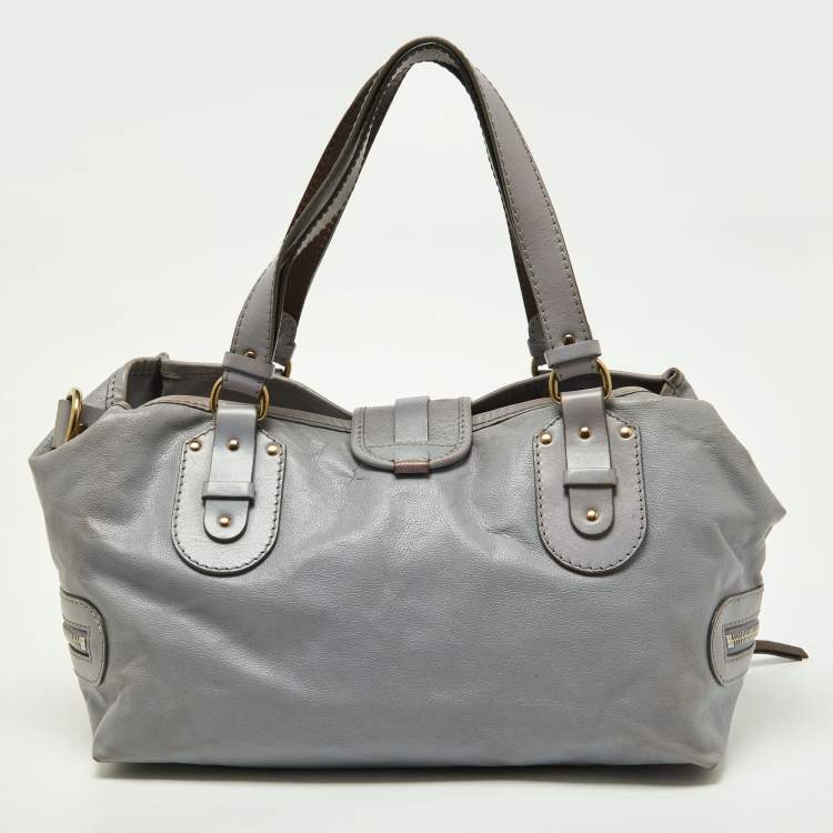 Pre Owned Chloe Lavender/Brown Leather Double Zip Tote