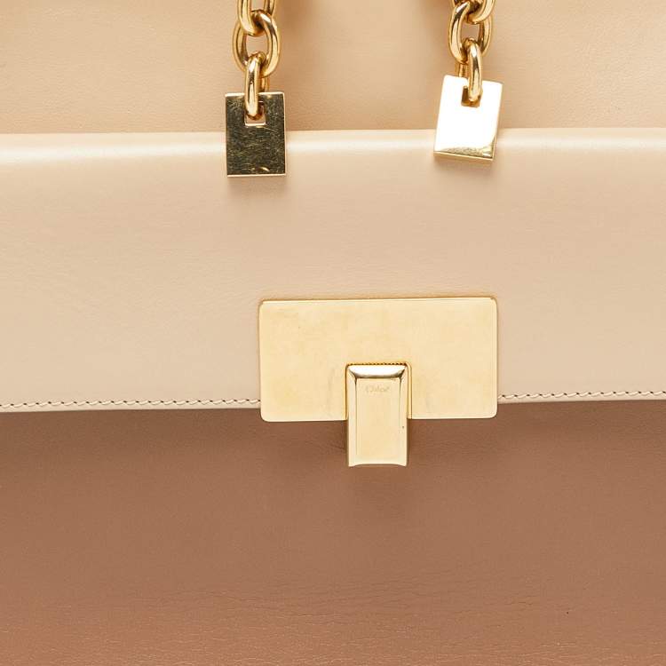 Pre Owned Chloe Tri Color Leather Chain Shoulder Bag