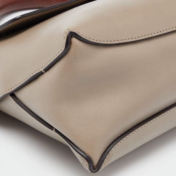 Pre Owned Chloe Grey/Brown Leather Flap Top Handle Bag