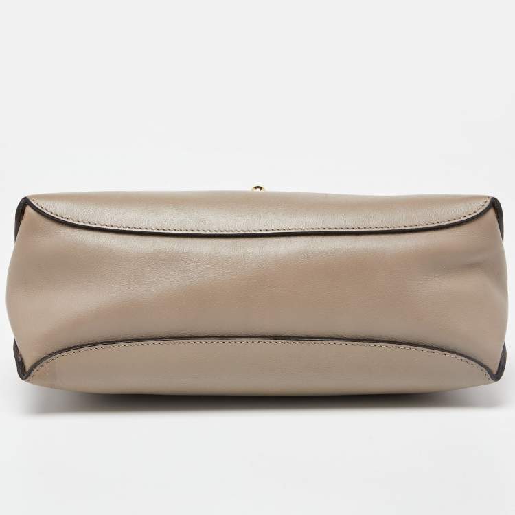 Pre Owned Chloe Grey/Brown Leather Flap Top Handle Bag