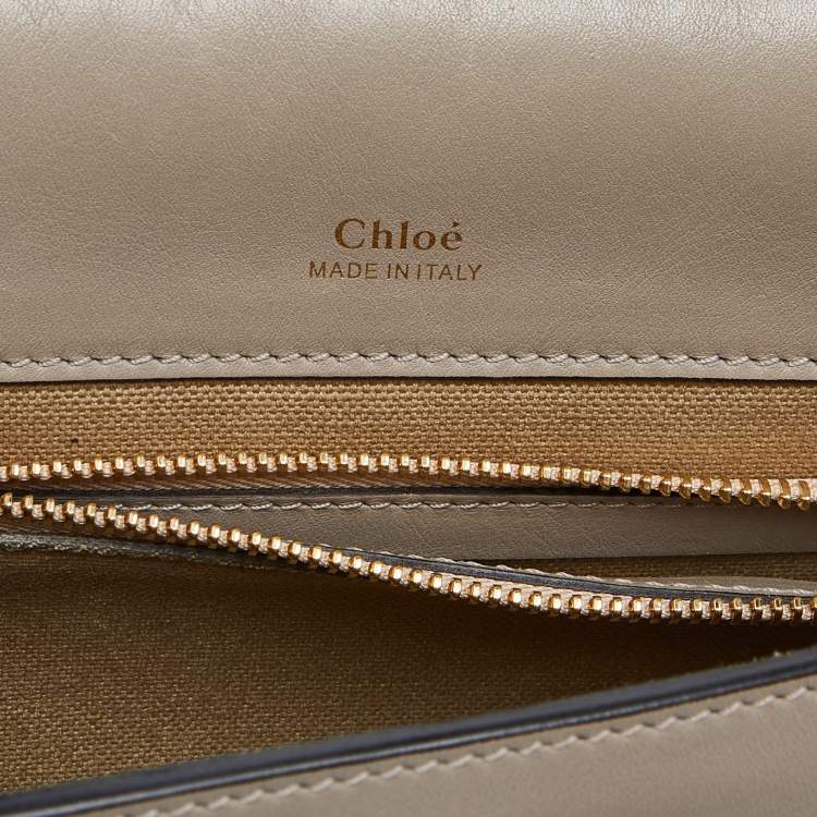 Pre Owned Chloe Grey/Brown Leather Flap Top Handle Bag