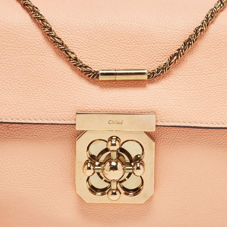 مملوكة مسبقًا Chloe Peach Leather Medium Elsie Chain Flap Shoulder Bag