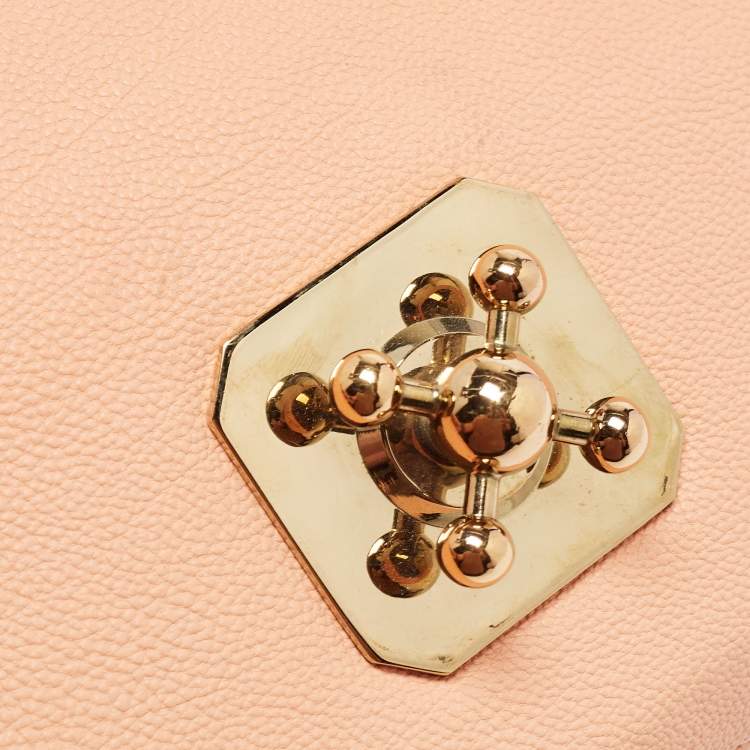 مملوكة مسبقًا Chloe Peach Leather Medium Elsie Chain Flap Shoulder Bag