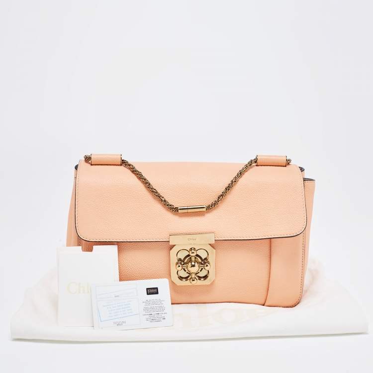مملوكة مسبقًا Chloe Peach Leather Medium Elsie Chain Flap Shoulder Bag