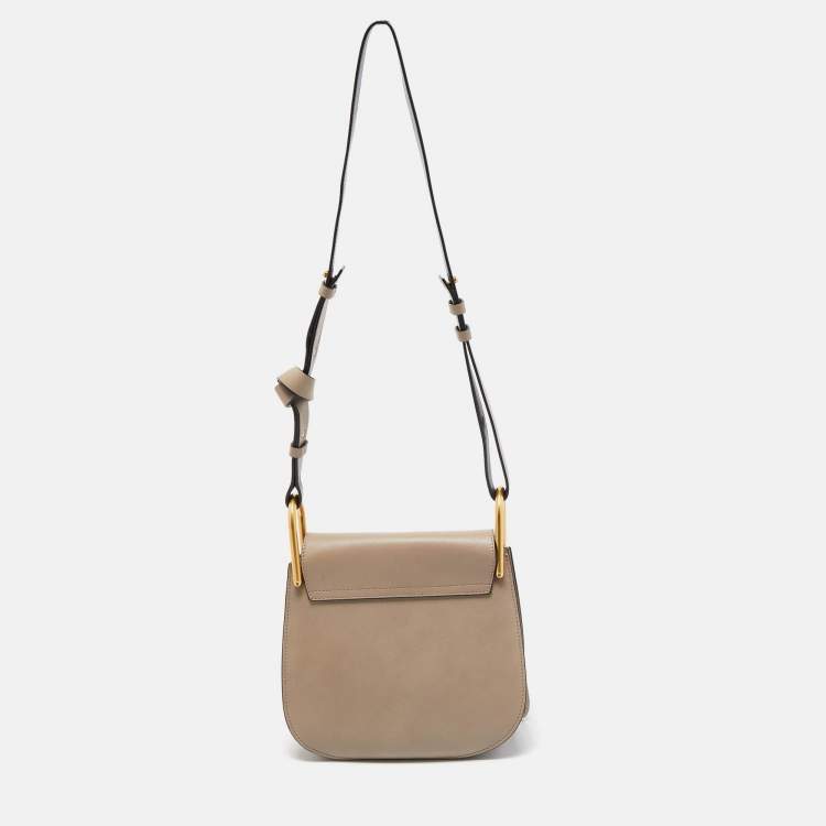 Pre Owned Chloe Beige/Black Leather Small Hudson Fringe Shoulder Bag