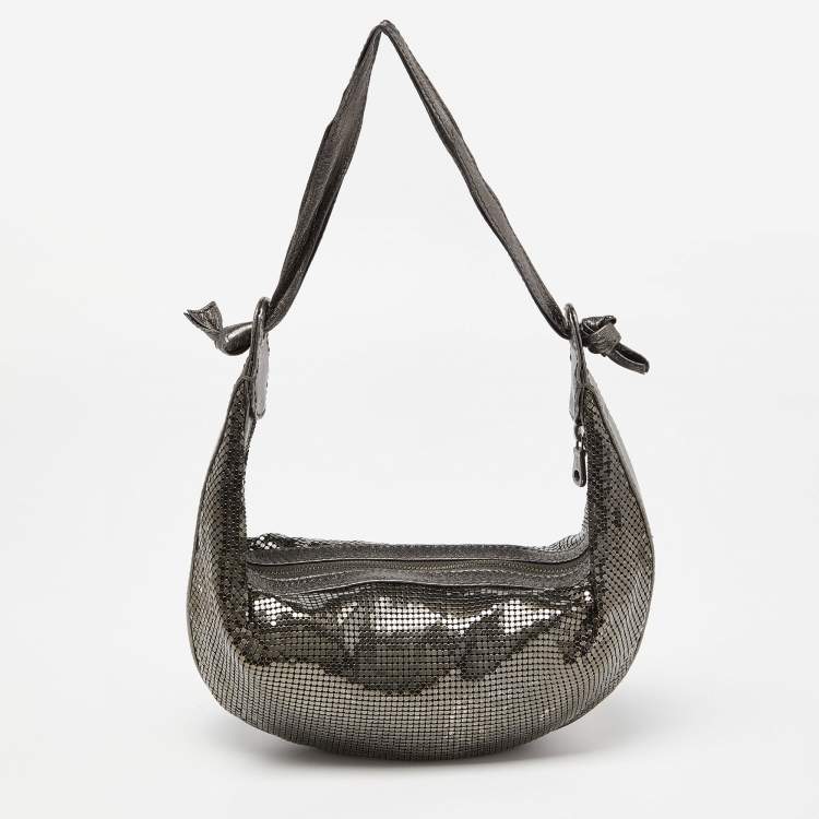 Pre Owned Chloe Silver Metal Mesh and Leather Chainmail Hobo