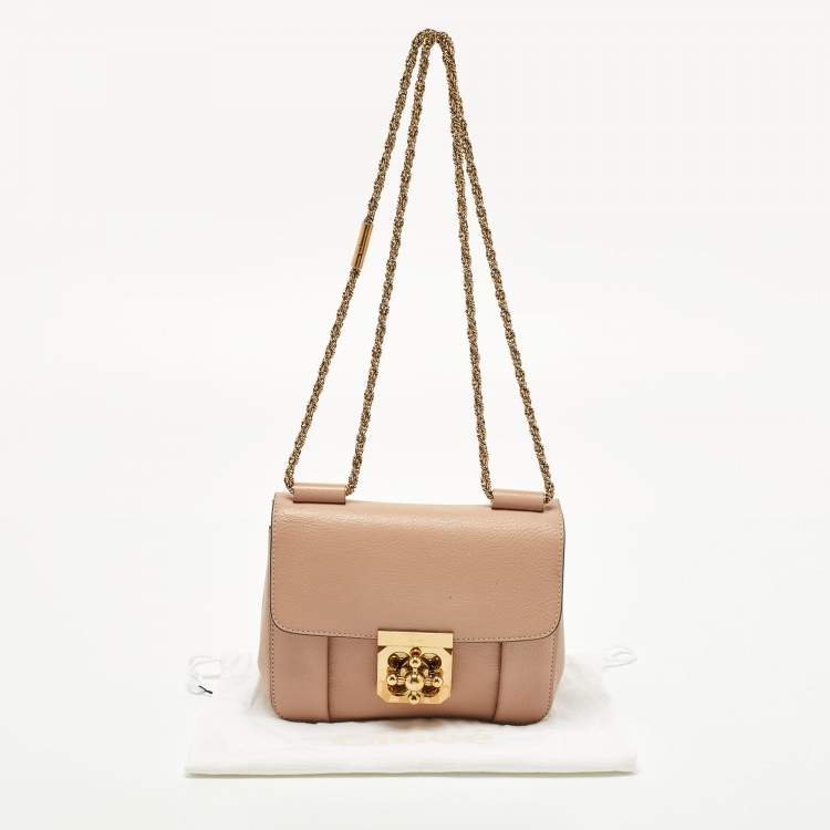 Pre Owned Chloé Beige Leather Small Elsie Shoulder Bag