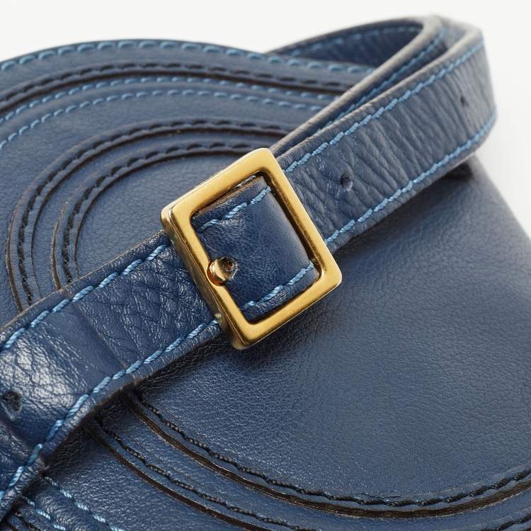 مملوكة مسبقًا Chloe Navy Blue Leather Mini Marcie Crossbody Bag