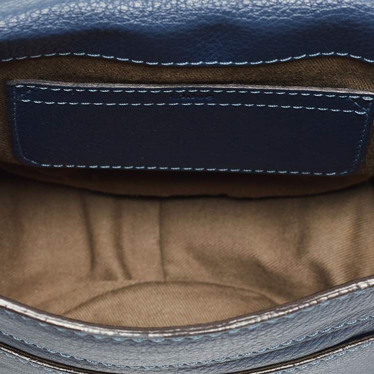 مملوكة مسبقًا Chloe Navy Blue Leather Mini Marcie Crossbody Bag