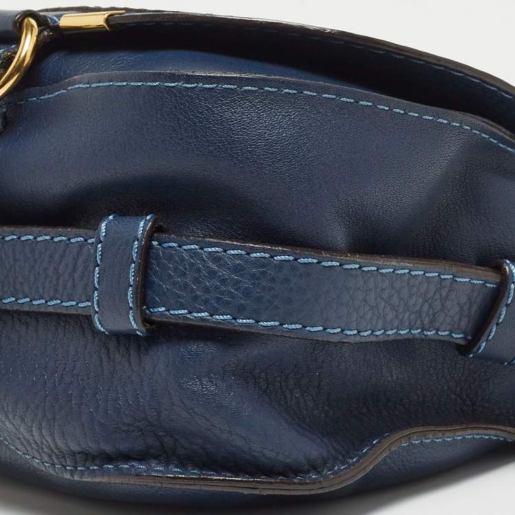 مملوكة مسبقًا Chloe Navy Blue Leather Mini Marcie Crossbody Bag