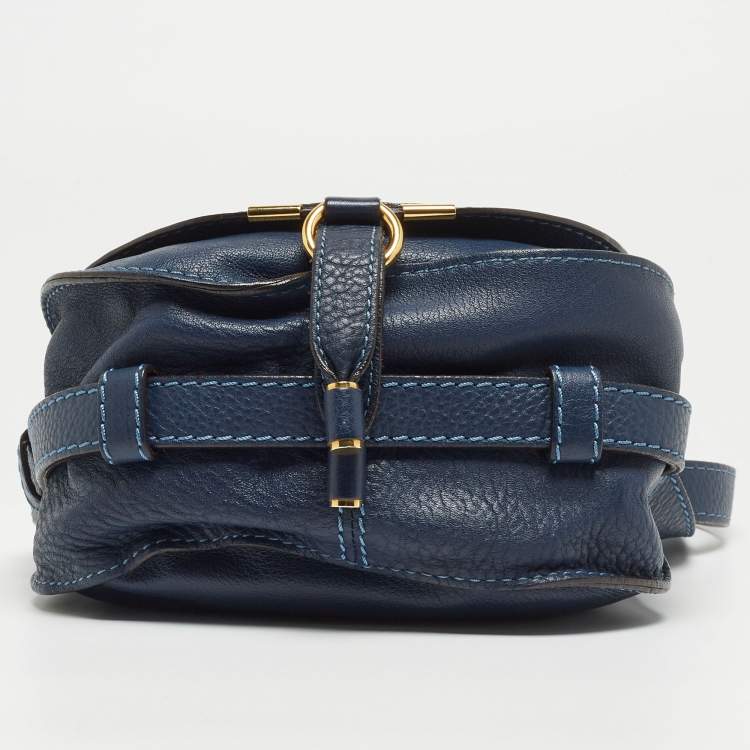 مملوكة مسبقًا Chloe Navy Blue Leather Mini Marcie Crossbody Bag