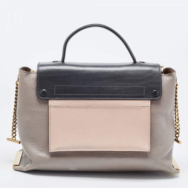 Pre Owned Chloe Tri Color Leather Medium Clare Shoulder Bag