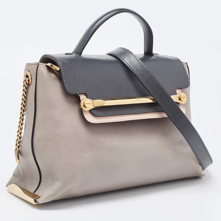 Pre Owned Chloe Tri Color Leather Medium Clare Shoulder Bag