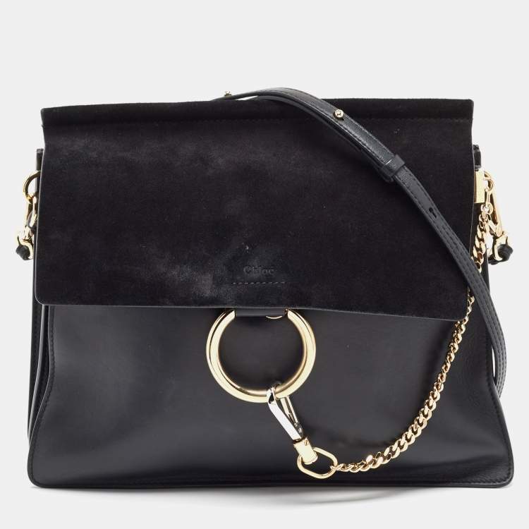 Chloe Black Leather and Suede Medium Faye Shoulder Bag Chloe TLC