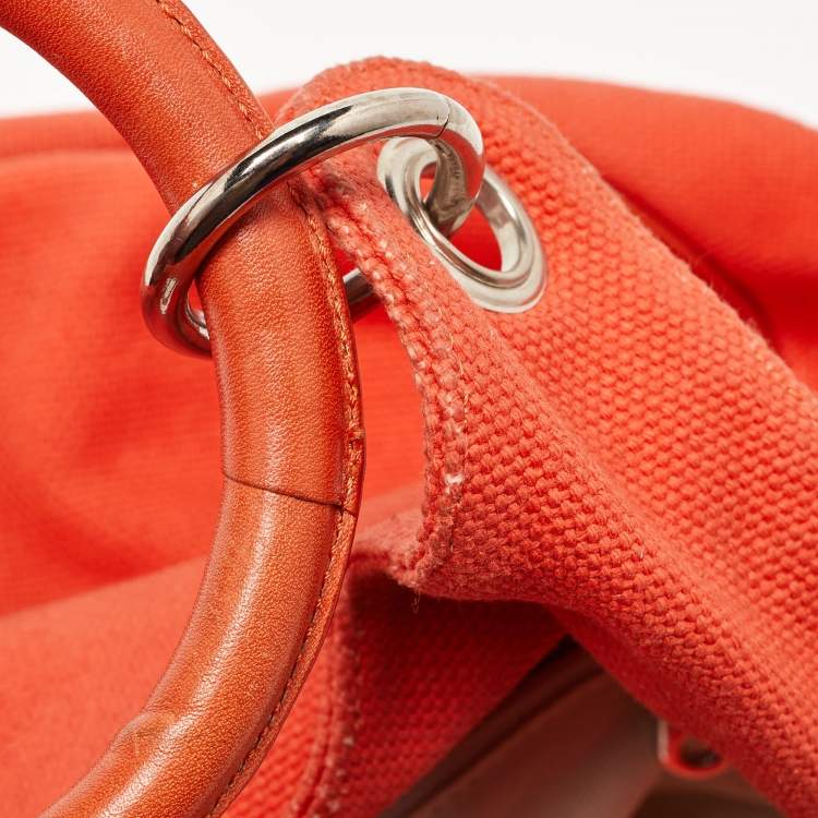 Pre Owned Chloe Orange Canvas and Leather Embellished Ring Handle Bag 