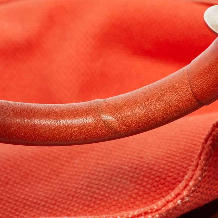 Pre Owned Chloe Orange Canvas and Leather Embellished Ring Handle Bag 