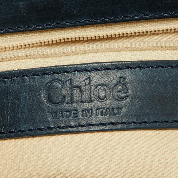 Pre Owned Chloe Two Tone Blue Python and Leather Silverado Satchel