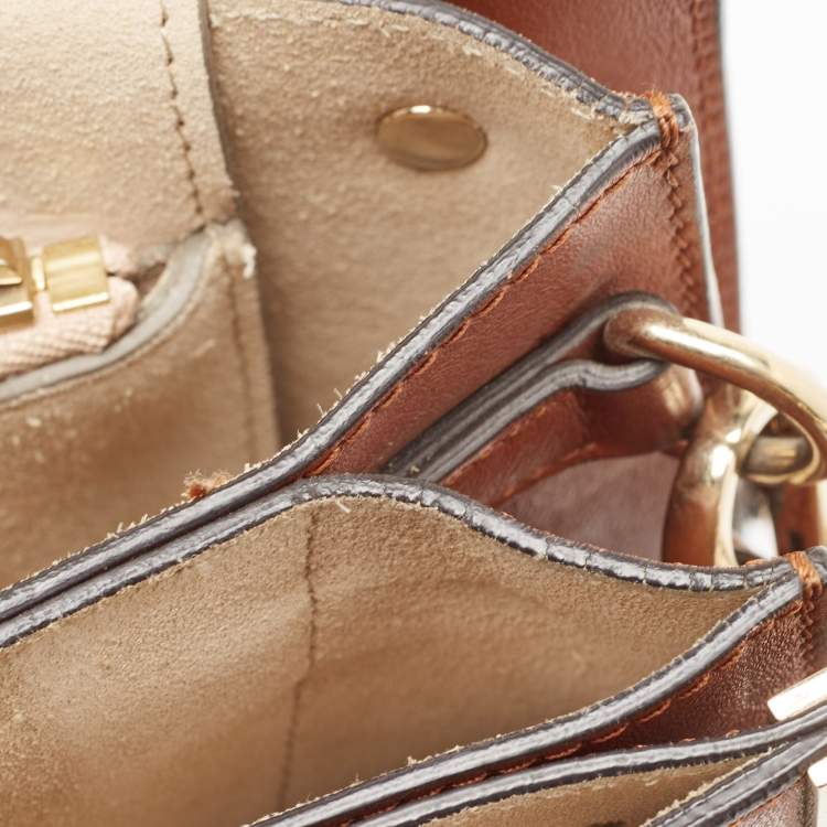 Pre Owned Chloe Brown Leather and Suede Medium Faye Shoulder Bag