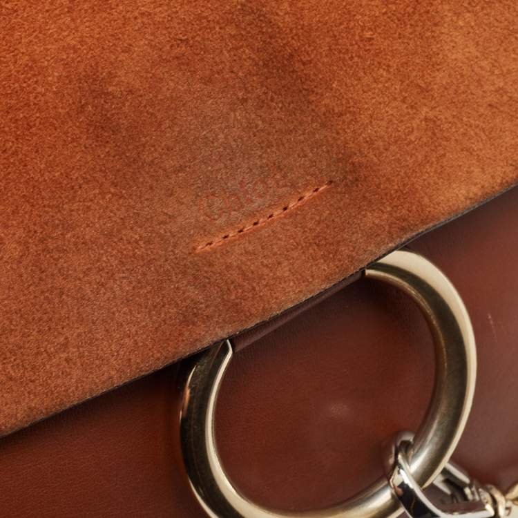 Pre Owned Chloe Brown Leather and Suede Medium Faye Shoulder Bag