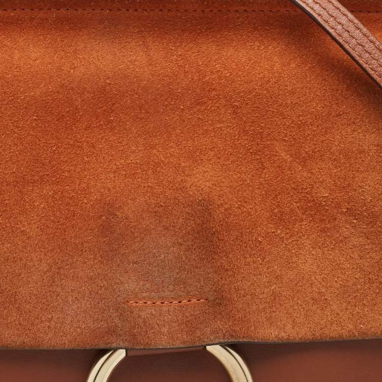 Pre Owned Chloe Brown Leather and Suede Medium Faye Shoulder Bag
