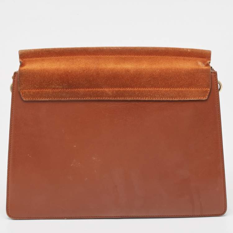 Pre Owned Chloe Brown Leather and Suede Medium Faye Shoulder Bag
