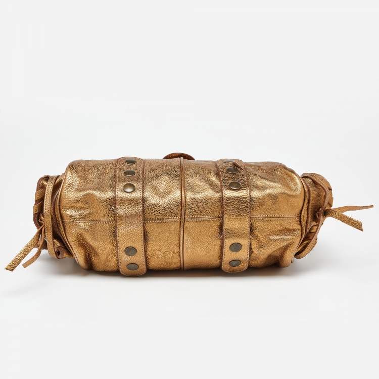 Pre Owned Chloe Metallic Gold Leather Silverado Satchel