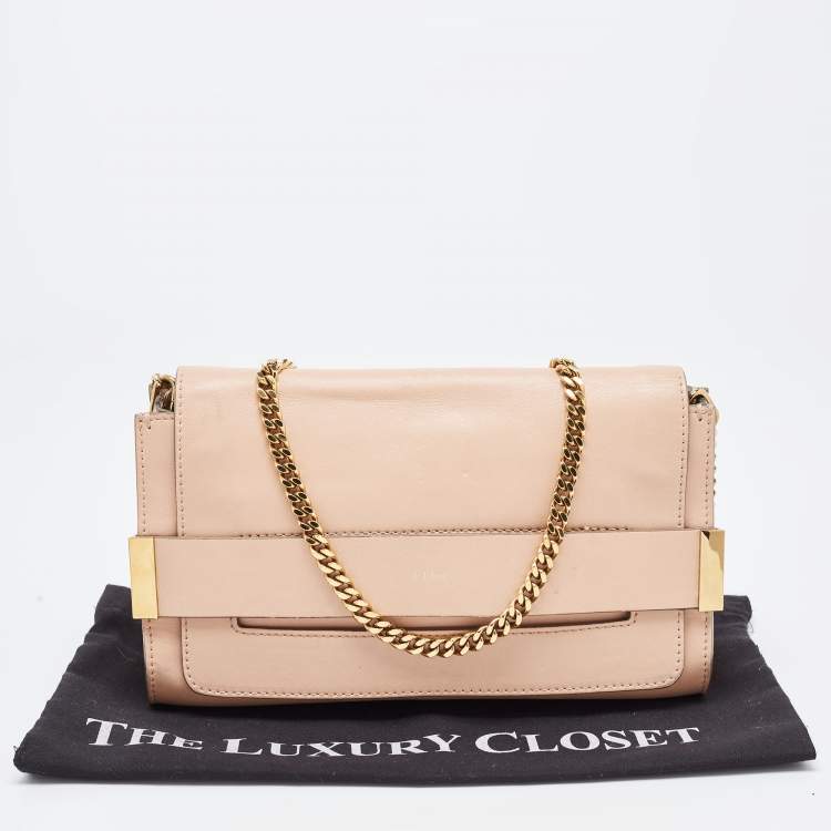 Pre Owned Chloe Peach Leather Elle Shoulder Bag
