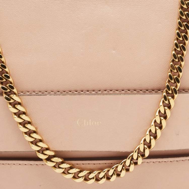 Pre Owned Chloe Peach Leather Elle Shoulder Bag