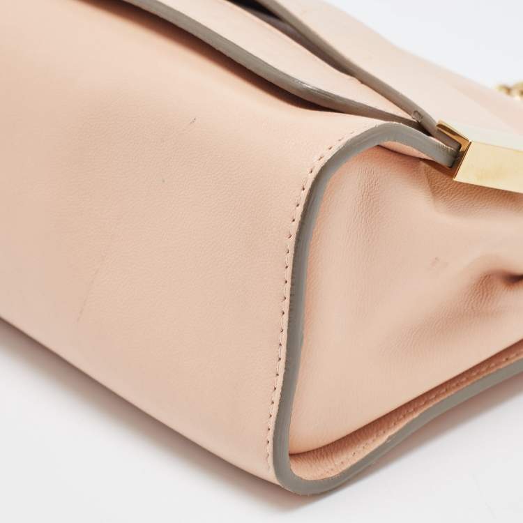 Pre Owned Chloe Peach Leather Elle Shoulder Bag