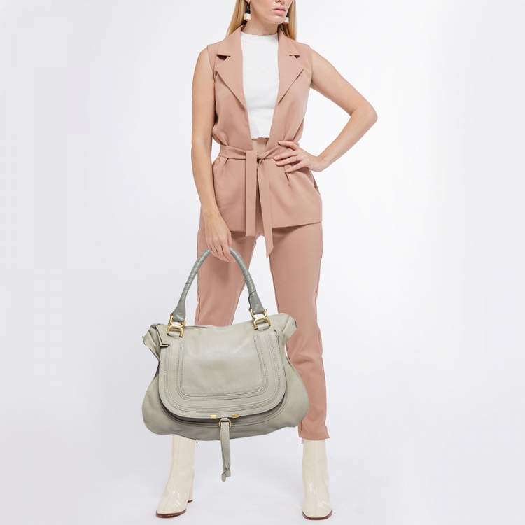 Pre Owned Chloe Grey Leather Large Marcie Shoulder Bag