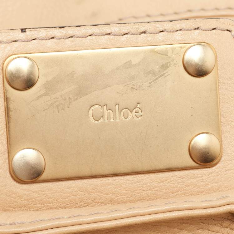 Pre Owned Chloe Beige Leather Paddington Front Pocket Satchel